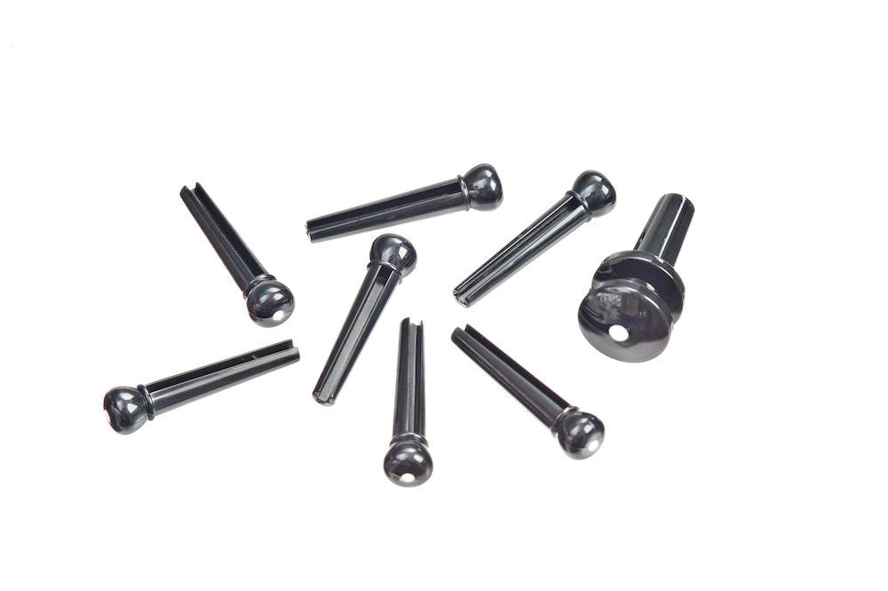 D'ADDARIO Bridge Pins With End Pin Set Ebony With Ivory Dot