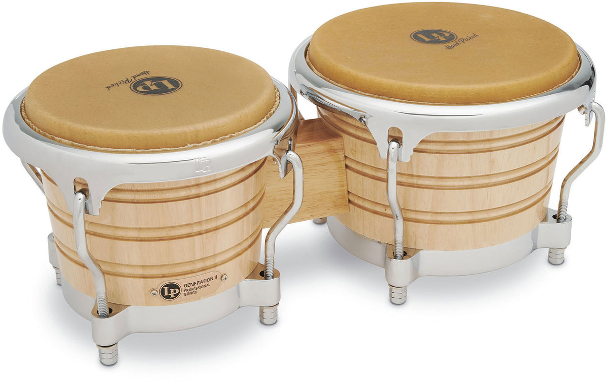 Latin Percussion LP201AX-2- Bongos Generation II Naturel (accastillage Chrome)