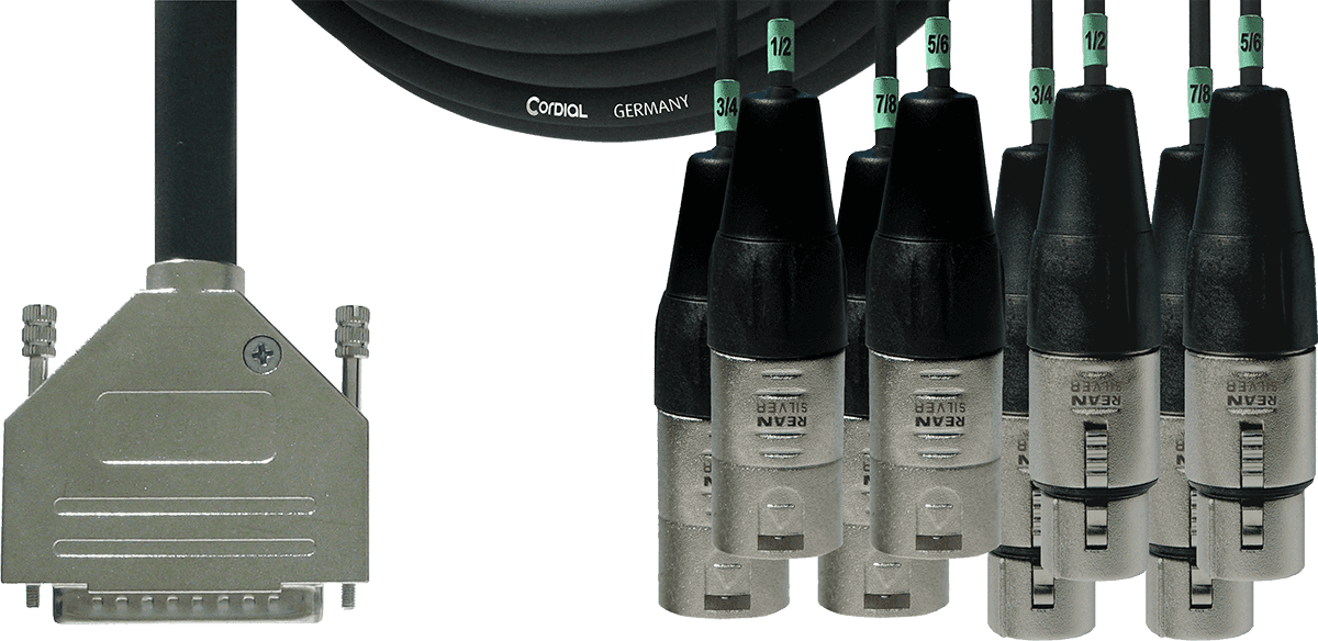 Cordial Câble Interface SUB-d/4 XLR Mâles + 4 XLR Femelles 3 M