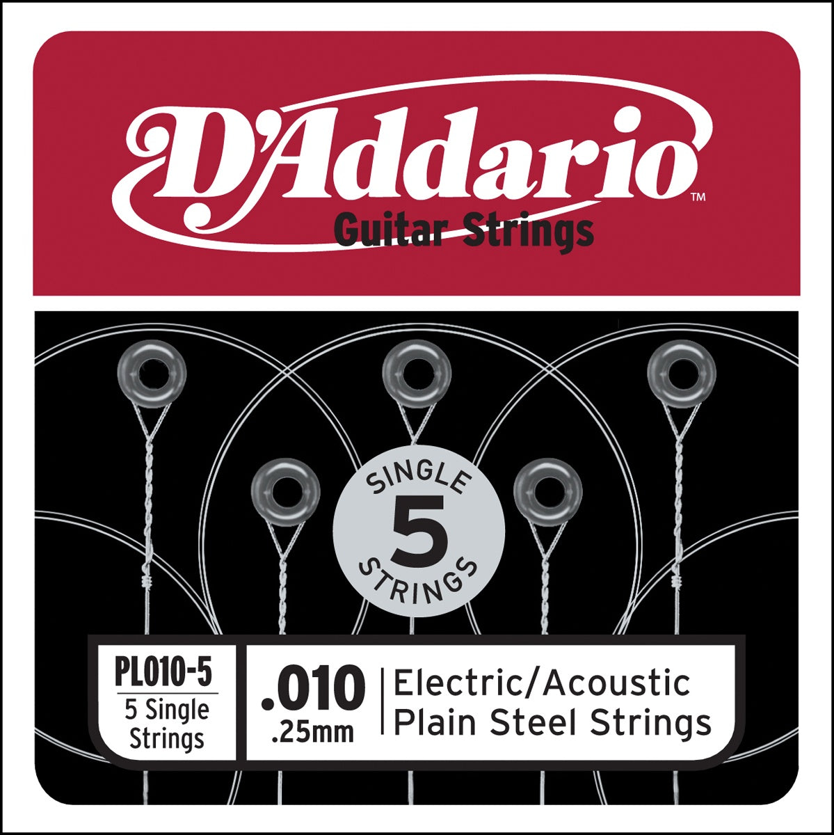 D'ADDARIO PL010-5 Plain Steel 10 5-Pack