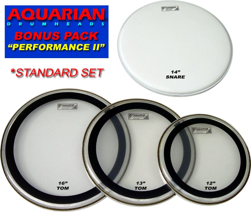 AQUARIAN PERFORMANCE II STANDARD DRUM HEAD SET 12