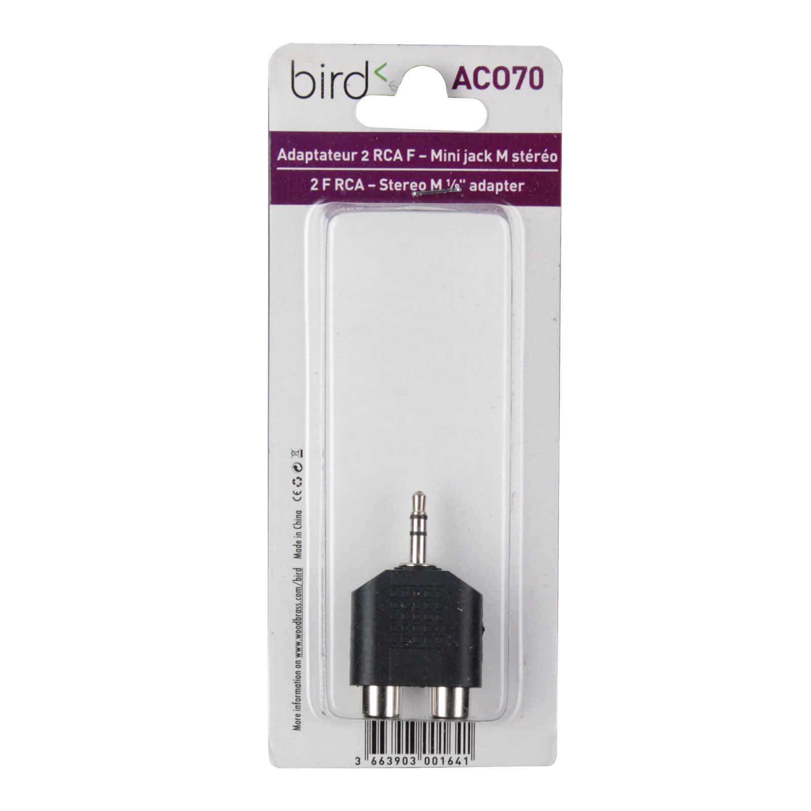 BIRD ACO70 - 2 RCA FEMALE - MINIKLINKE STEREO MALE