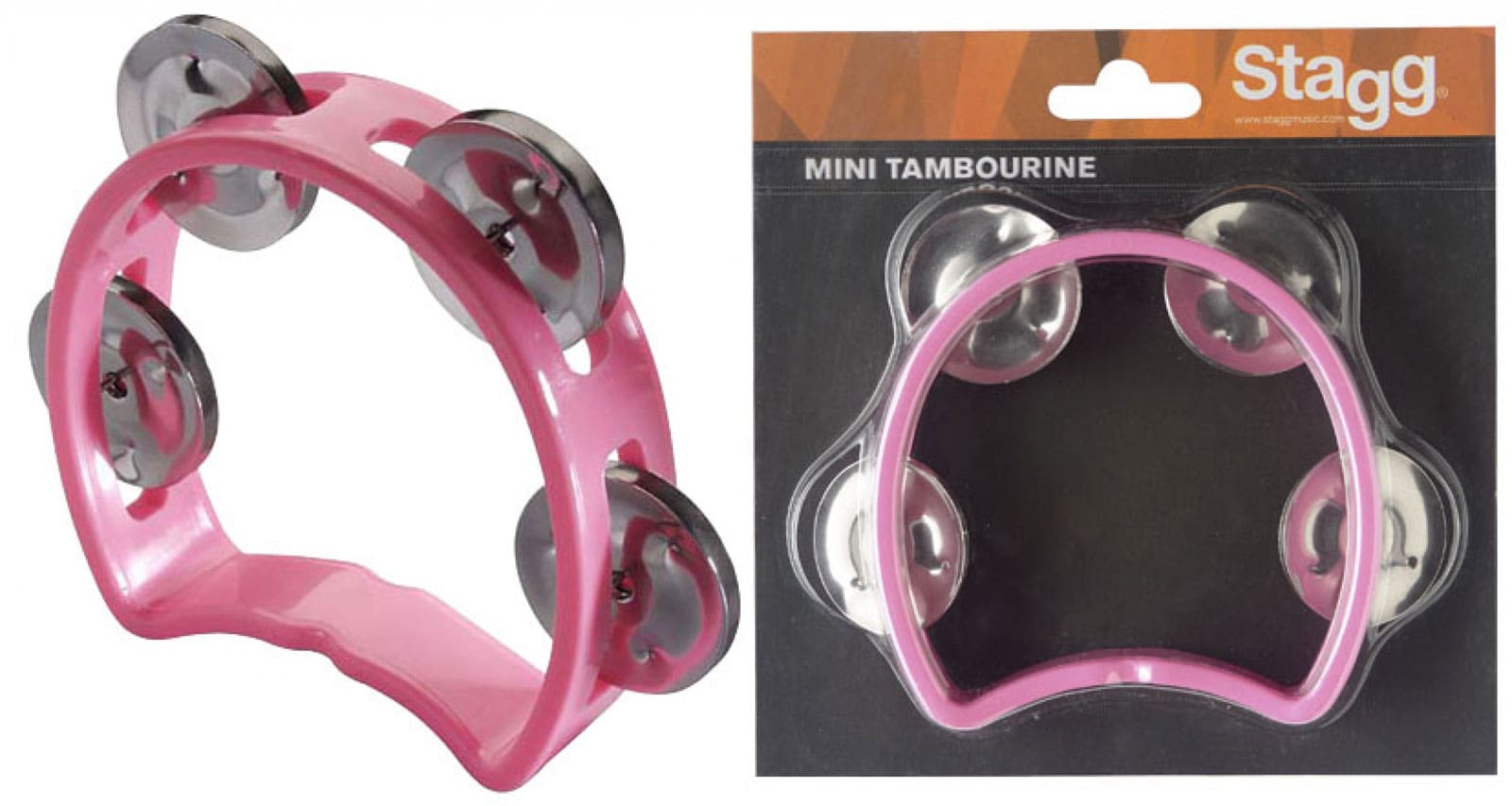 STAGG CUTAWAY TAMBOURINE 4 JINGLES PINK