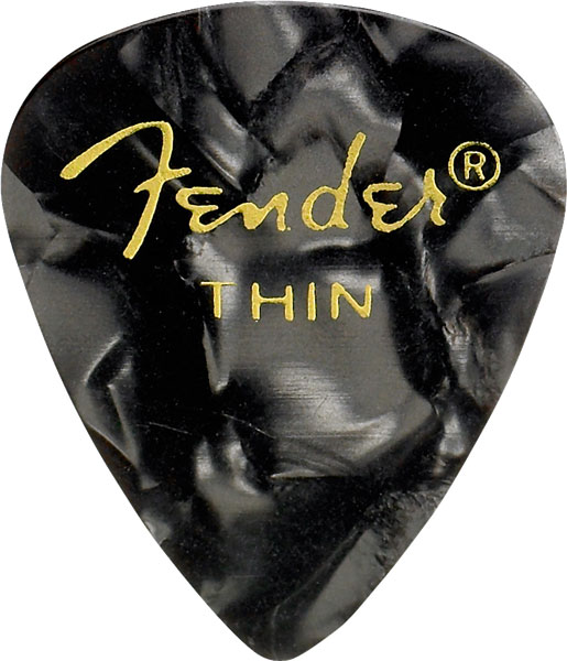 FENDER PREMIUM CELLULOID 351 SHAPE PICKS, THIN, BLACK MOTO 