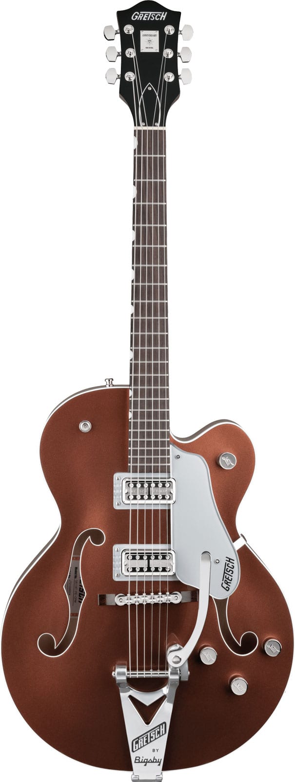 GRETSCH GUITARS G6118T PLAYERS EDITION ANNIVERSARY HOLLOW BODY WITH STRING-THRU BIGSBY RW, TWO-TONE COPPER METALLIC-