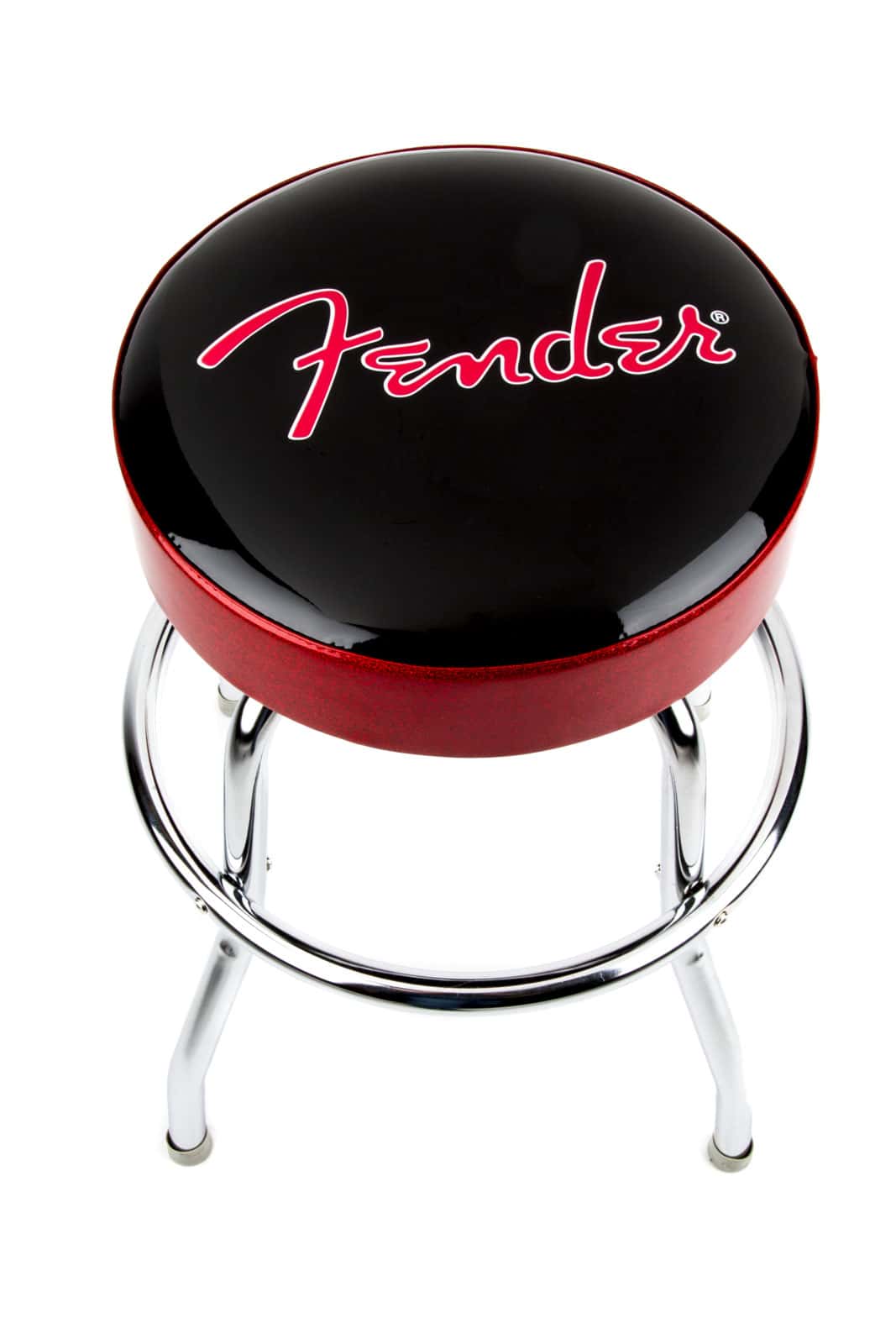 FENDER RED SPARKLE LOGO BARSTOOL BLACK RED SPARKLE-CHROME 24