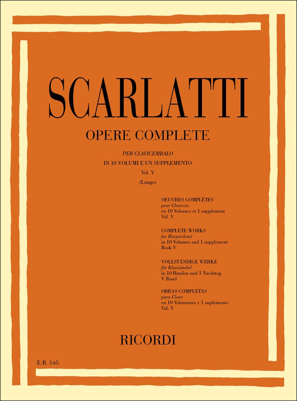 RICORDI SCARLATTI D. - OPERE COMPLETE PER CLAV. VOL.5 - PIANO