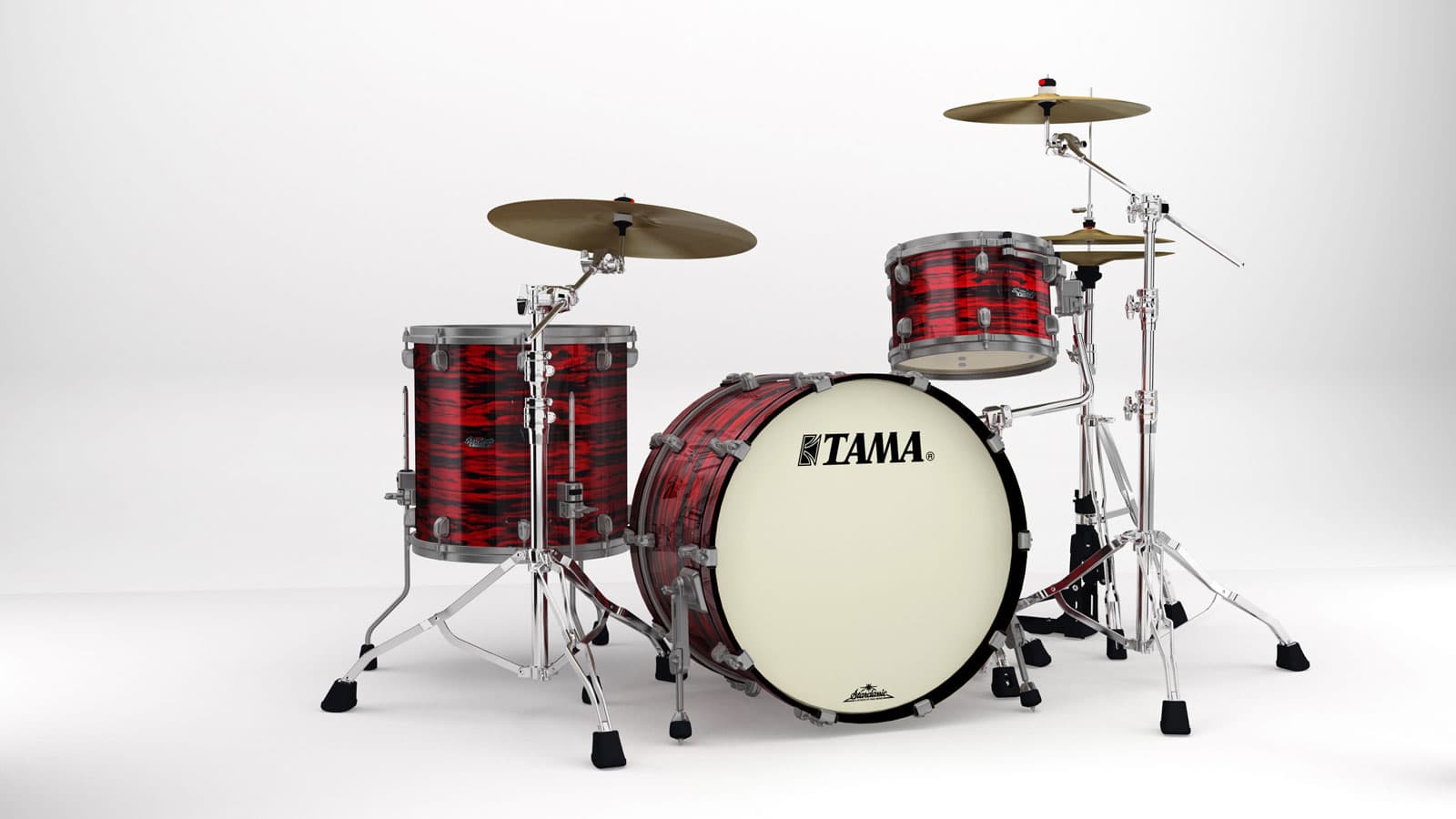 TAMA STARCLASSIC MAPLE ROCK 22 DRUM KIT, SMOKED BLACK NICKEL SHELL HARDWARE RED OYSTER