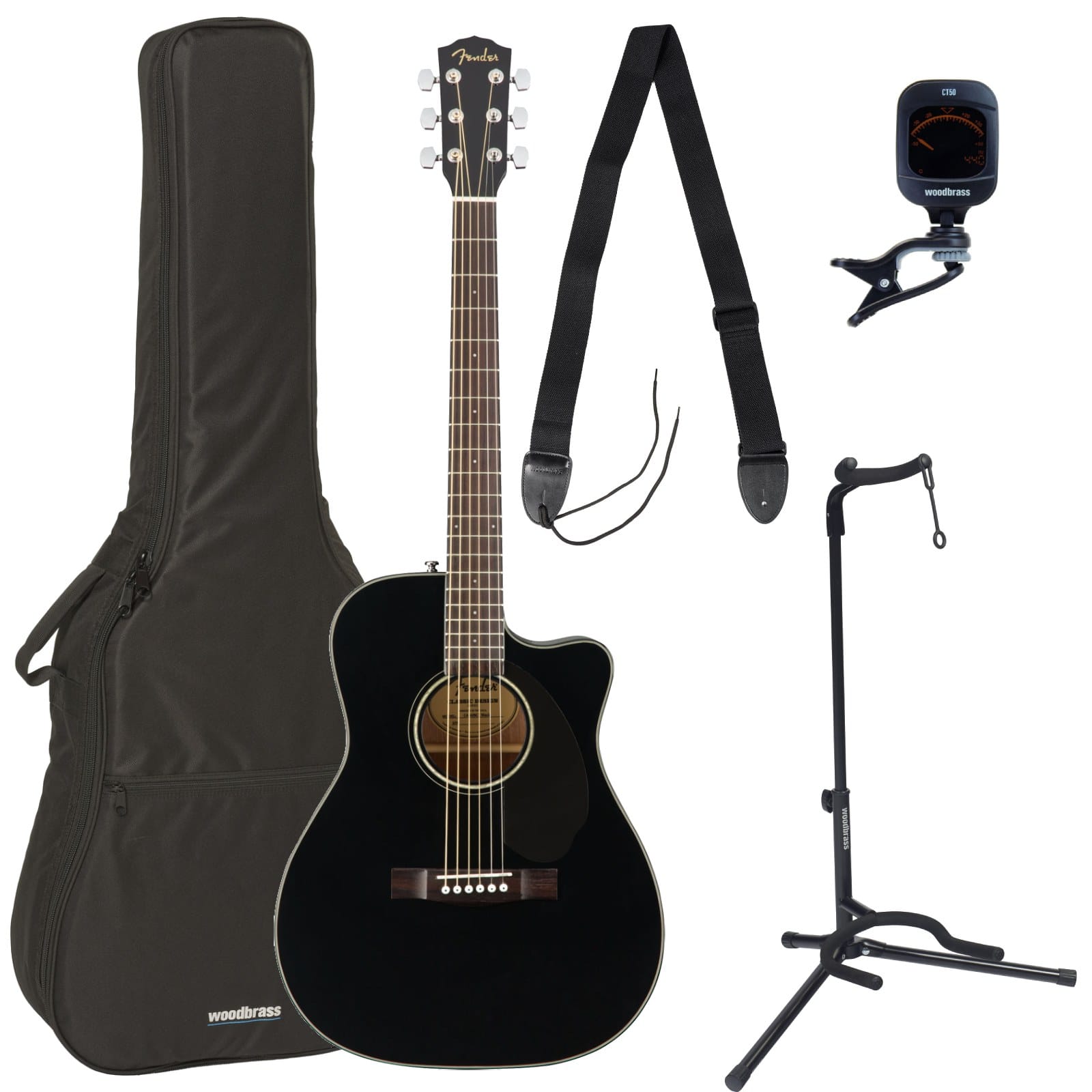 FENDER PACK CC-60SCE CONCERT WLNT BLACK + ACCESSORIES