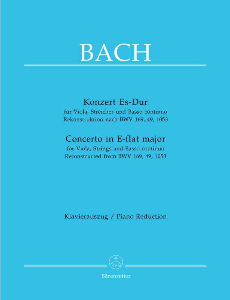 BARENREITER BACH J.S. - CONCERTO IN E-FLAT MAJOR FOR VIOLA, STRINGS AND BASSO CONTINUO RECONSTRUCTED FROM BWV 16