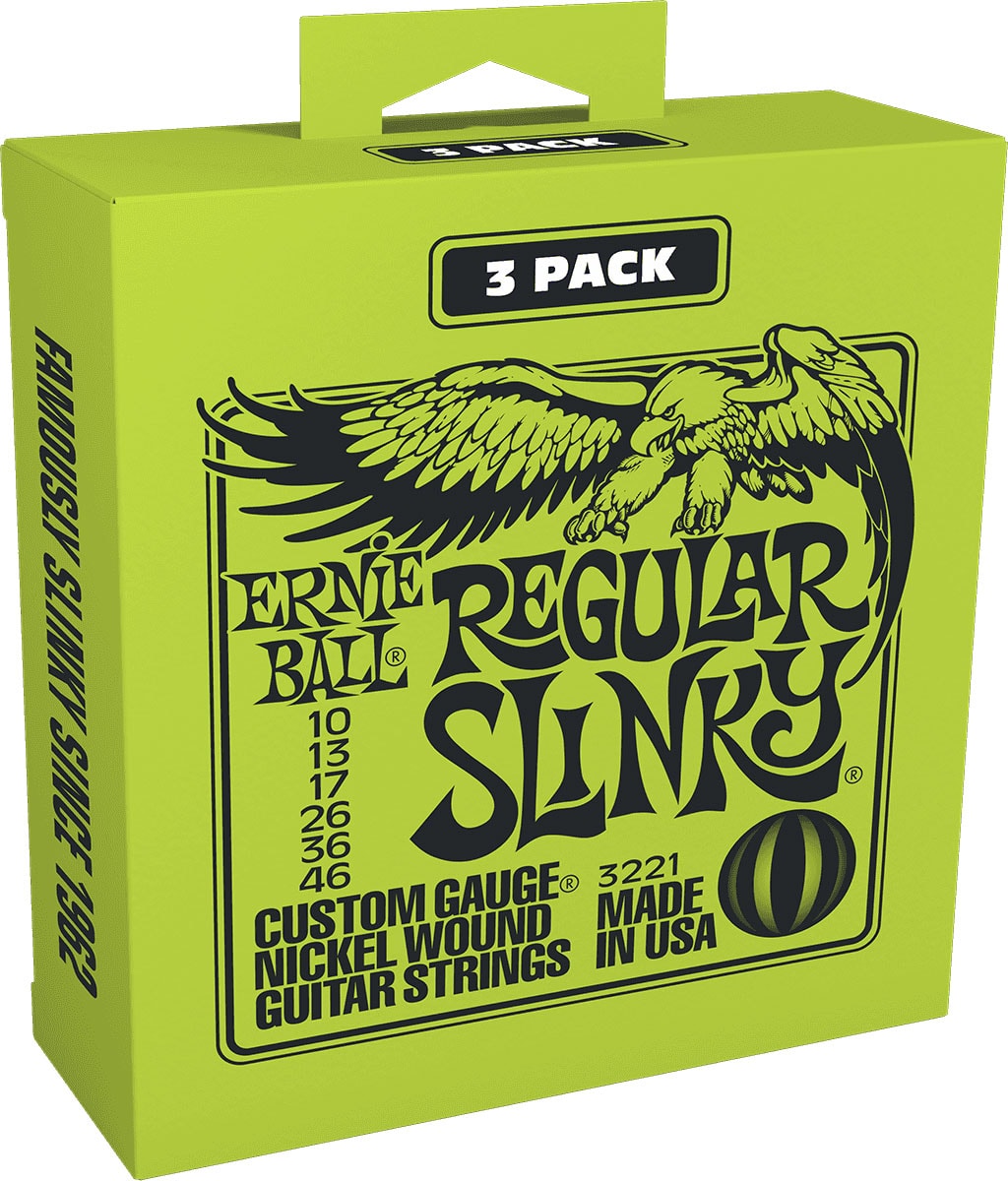 ERNIE BALL 3221 REGULAR SLINKY 10-46 PACK DE 3