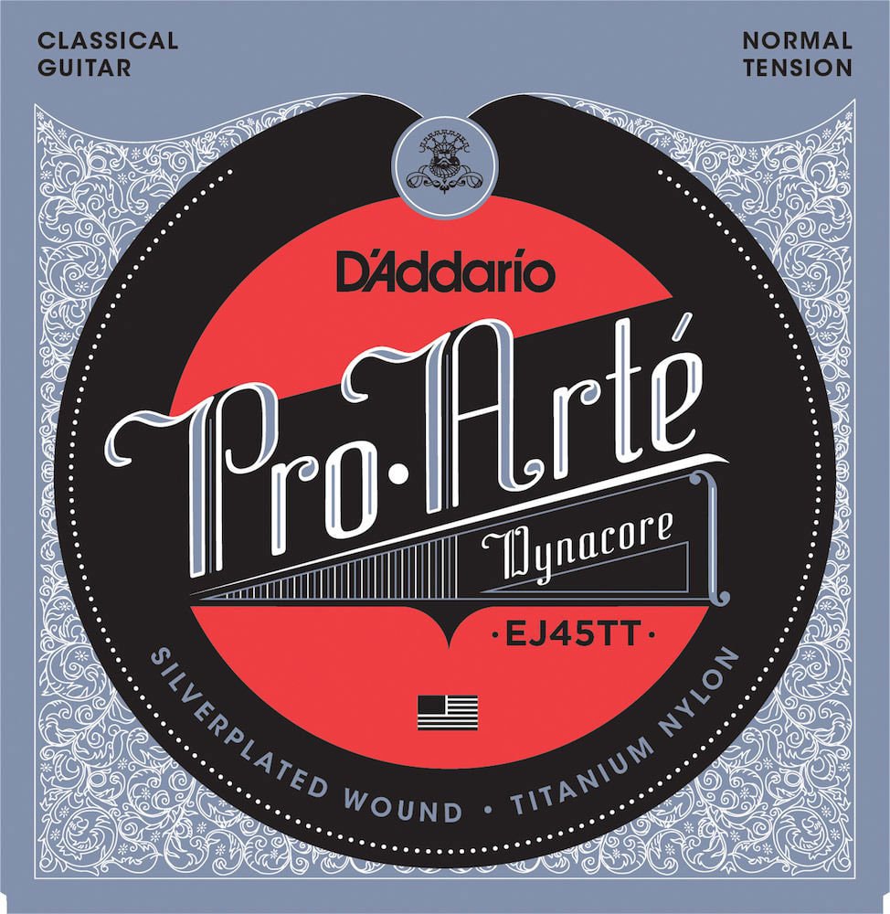 D'ADDARIO AND CO EJ45TT PROARTE DYNACORE CLASSICAL GUITAR STRINGS TITANIUM TREBLES NORMAL TENSION