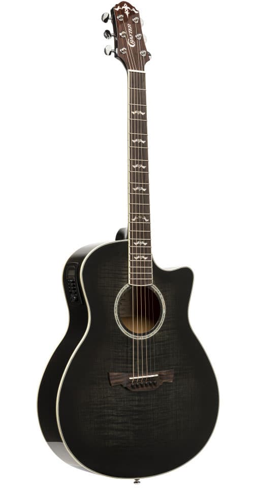 CRAFTER NOBLE SERIES, SMALL JUMBO ACOUSTIC-ELECTRIC GUITAR WITH FLAMED MAPLE TOP