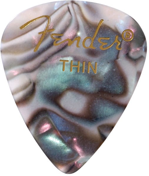 FENDER PREMIUM CELLULOID 351 SHAPE PICKS, THIN, ABALONE 