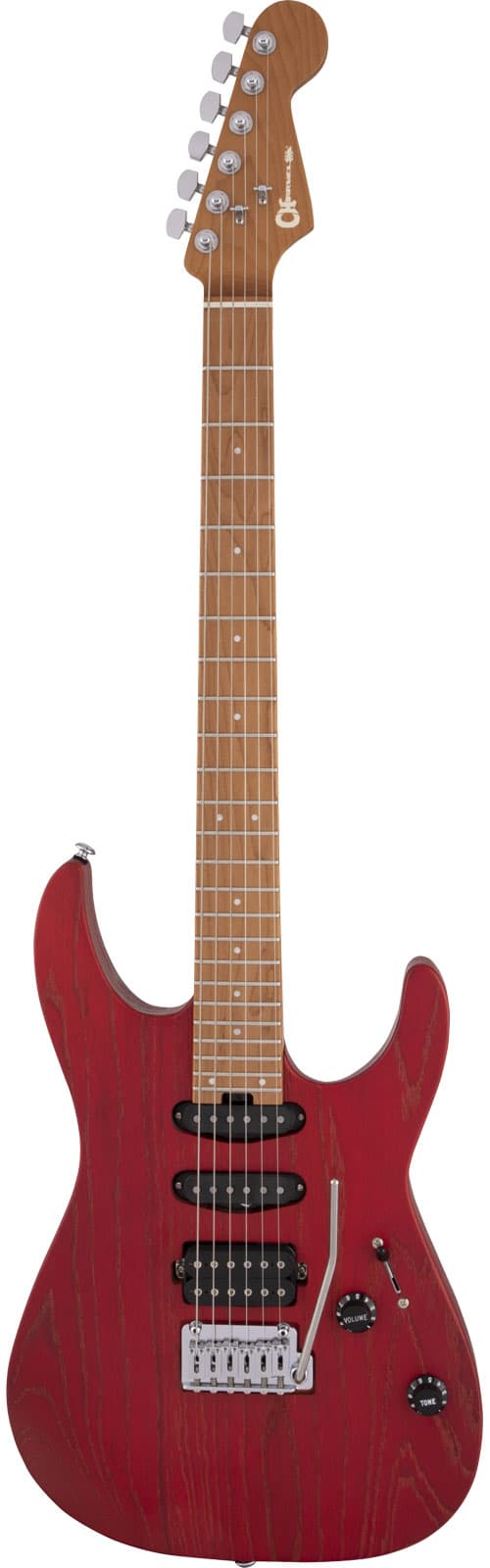 CHARVEL PRO-MOD DK24 HSS 2PT CM ASH MN, RED ASH