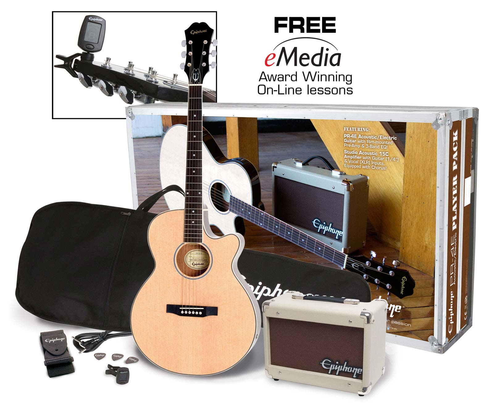 EPIPHONE E1 PR-4E ACOUSTIC ELECTRIC PLAYER PACK 220V NATURAL