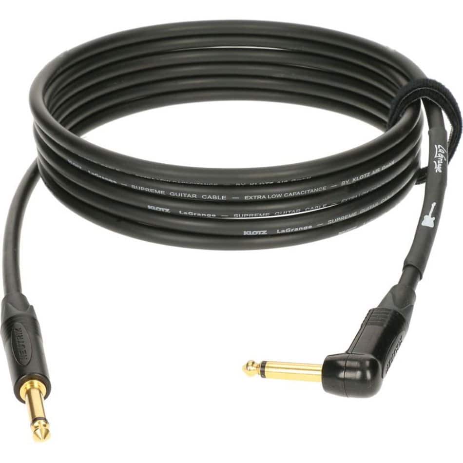 KLOTZ LA-GRANGE INSTRUMENT CABLE 1,5M BLACK JACK 2P.-JACK 2P. 90 GOLD GOLD CONTACT