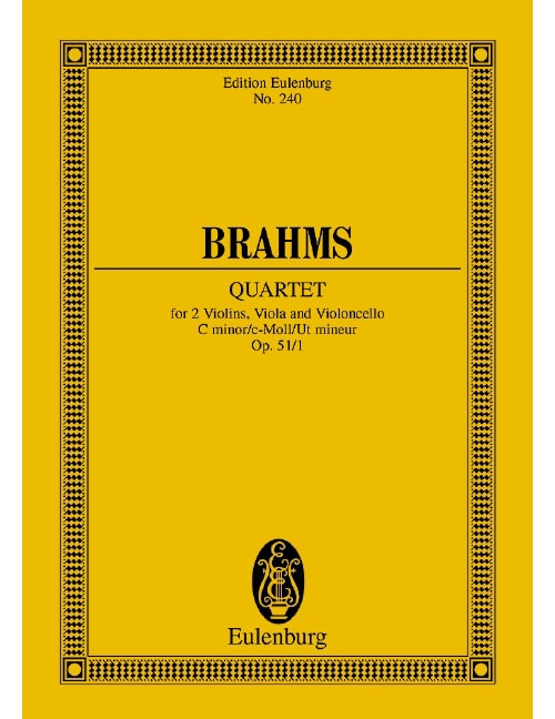 EULENBURG BRAHMS JOHANNES - STRING QUARTET C MINOR OP. 51/1 - STRING QUARTET