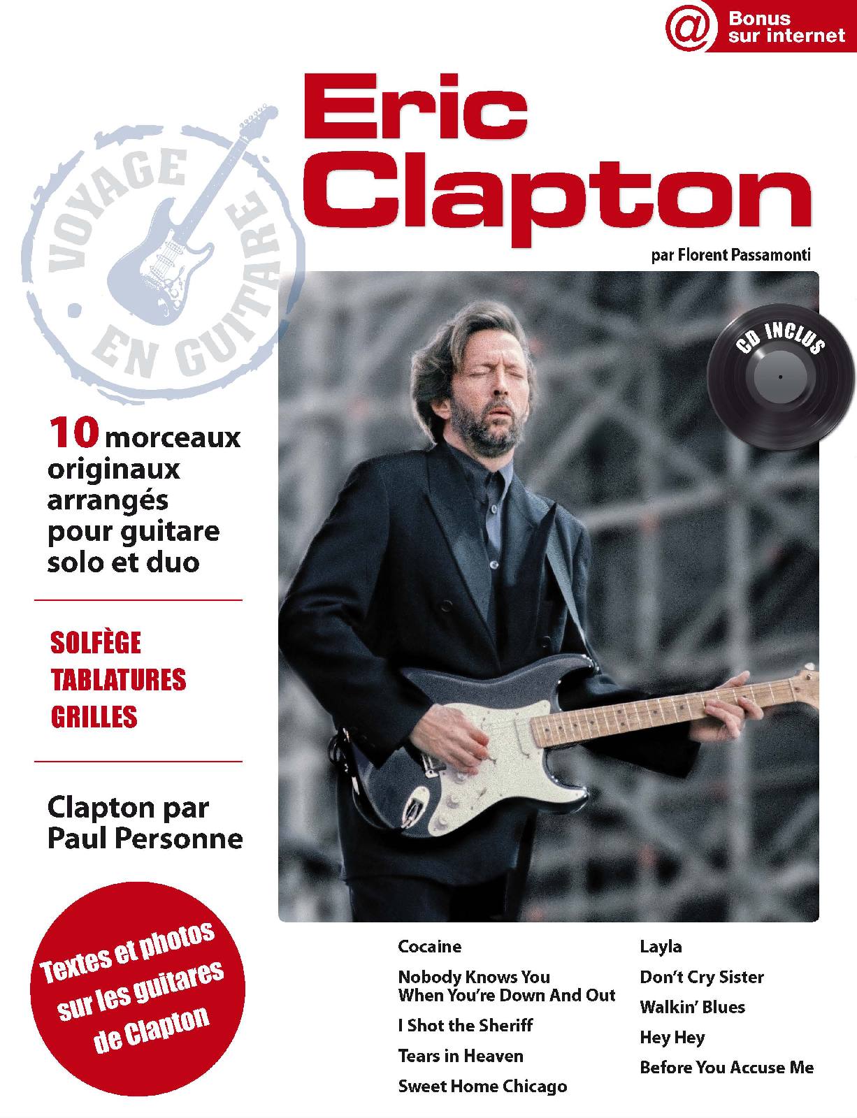 HIT DIFFUSION CLAPTON ERIC - VOYAGE EN GUITARE + CD - GUITARE TAB 