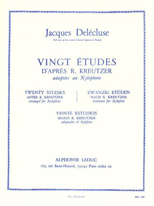 LEDUC DELECLUSE JACQUES - 20 ETUDES D'APRES KREUTZER - XYLOPHONE