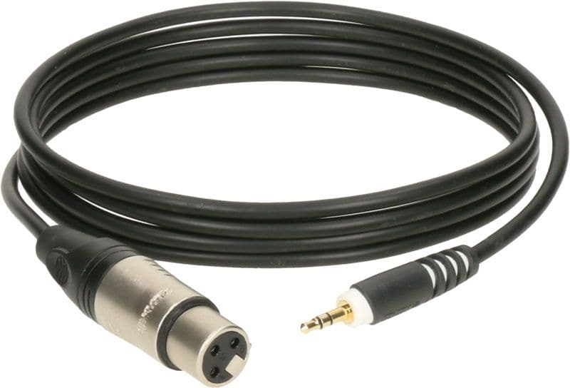 KLOTZ CONNECTION-CABLE BLACK 0,9M, XLR 3 FEMALE - MINI JACK 3P, GOLD CONTACT