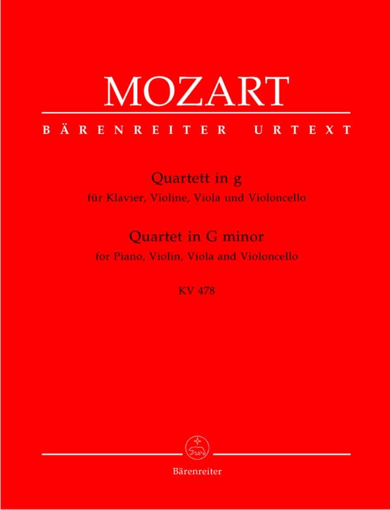 BARENREITER MOZART W.A. - QUARTET IN G MINOR KV 478 - PIANO, VIOLIN, VIOLA, VIOLONCELLO