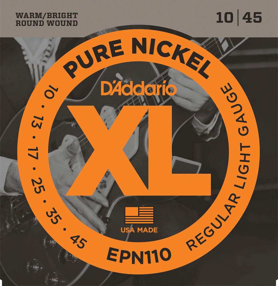 D'ADDARIO AND CO EPN110 PURE NICKEL ELECTRIC GUITAR STRINGS REGULAR LIGHT 10-45