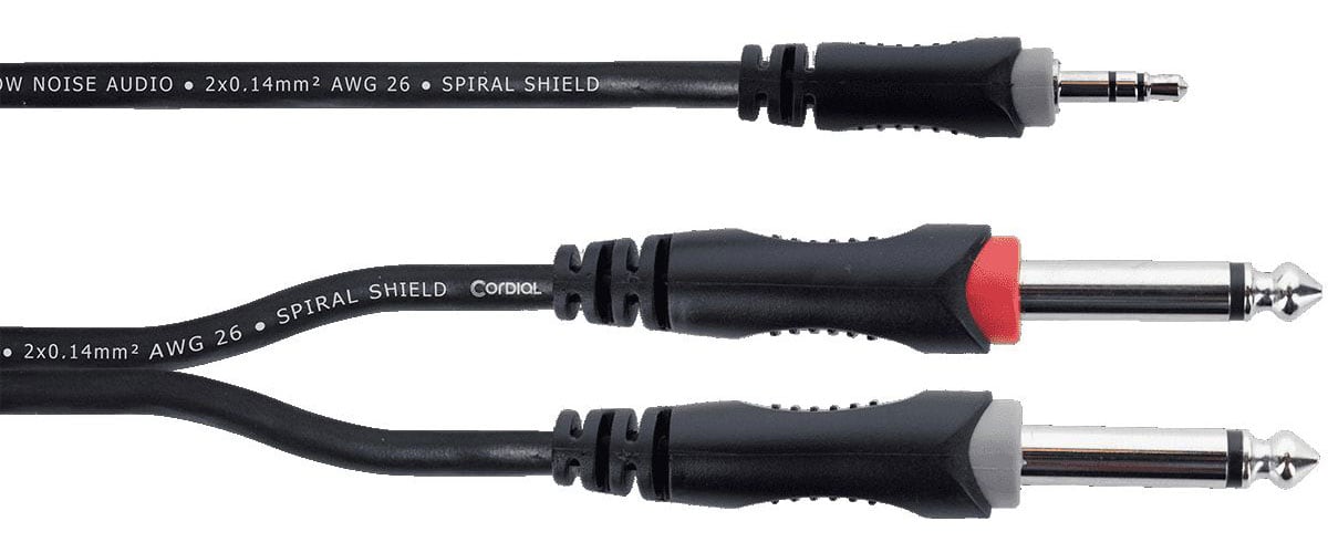 CORDIAL CABLE Y STRAP STEREO MINI JACK / 2 MONO JACKS 1.5 M