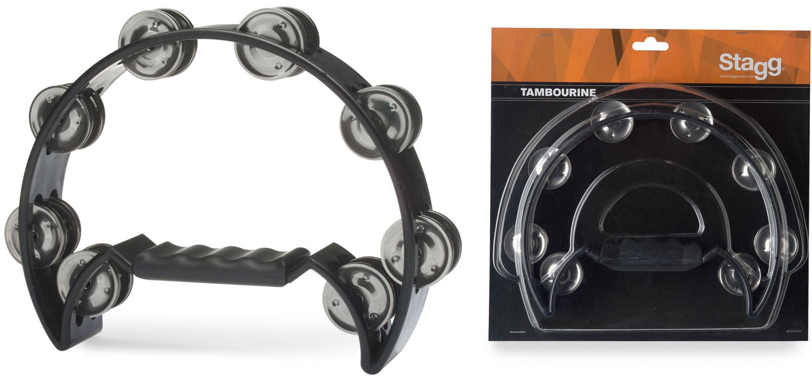 STAGG CUTAWAY TAMBOURINE 16 JINGLES BLACK