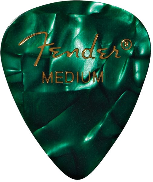 FENDER PREMIUM CELLULOID 351 SHAPE PICKS, MEDIUM, GREEN MOTO 