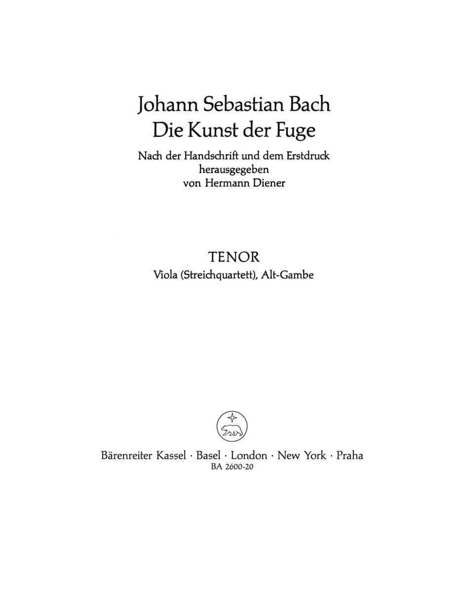 BARENREITER BACH J.S. - DIE KUNST DER FUGE