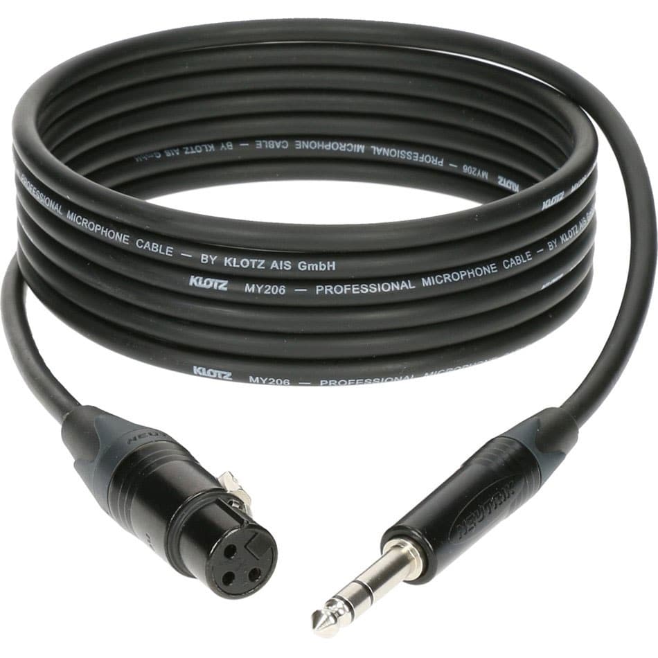 KLOTZ M1 MIC CABLE BLACK 5M XLR 3 FEMALE - JACK 3P CONNECTOR METAL, BLACK