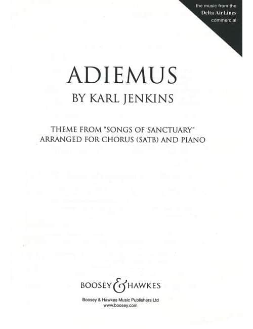 BOOSEY & HAWKES JENKINS KARL - ADIEMUS - MIXED CHOIR AND PIANO