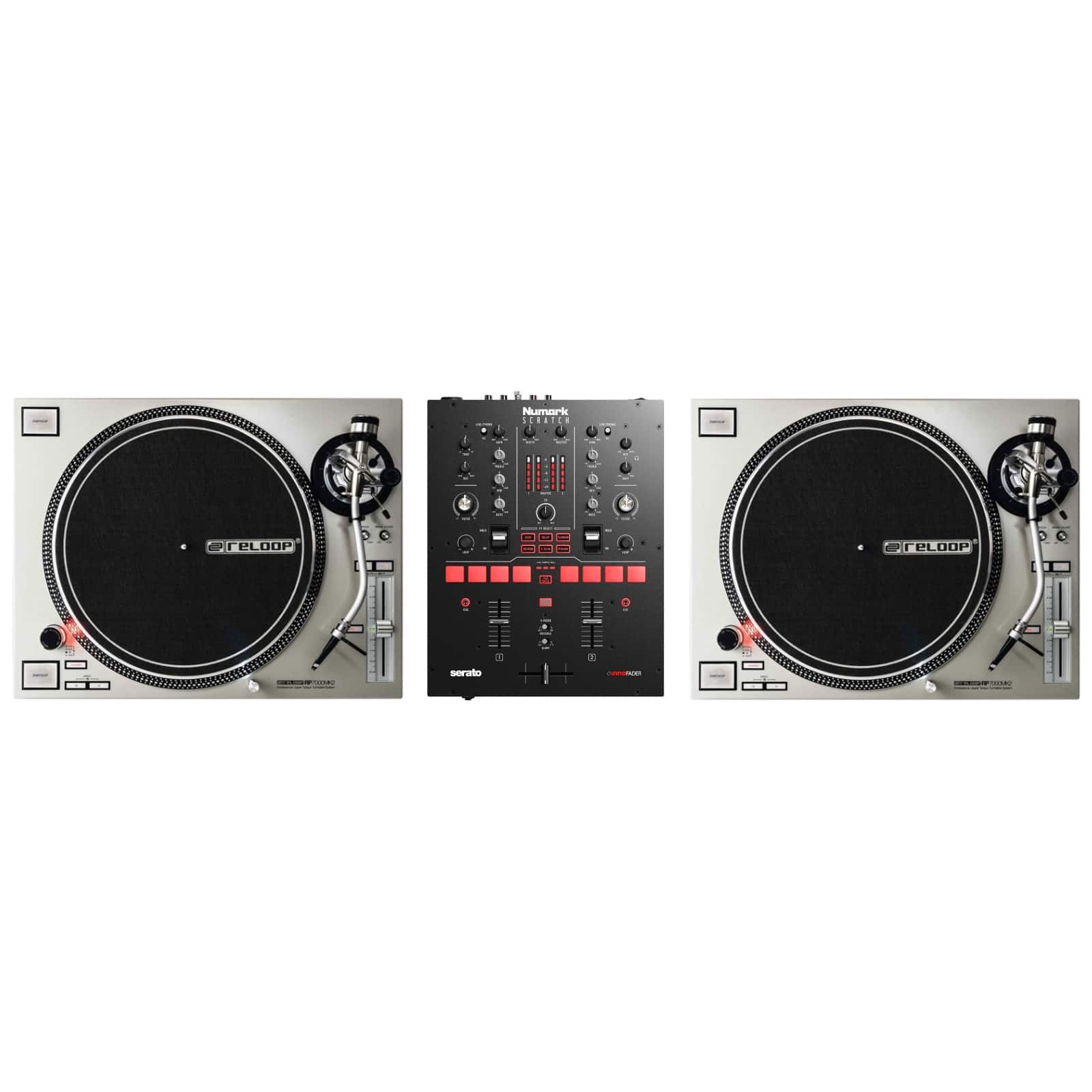 RELOOP DJ VINYL DJ PACK: RP 7000 MK2 SILVER + NUMBARK SCRATCH