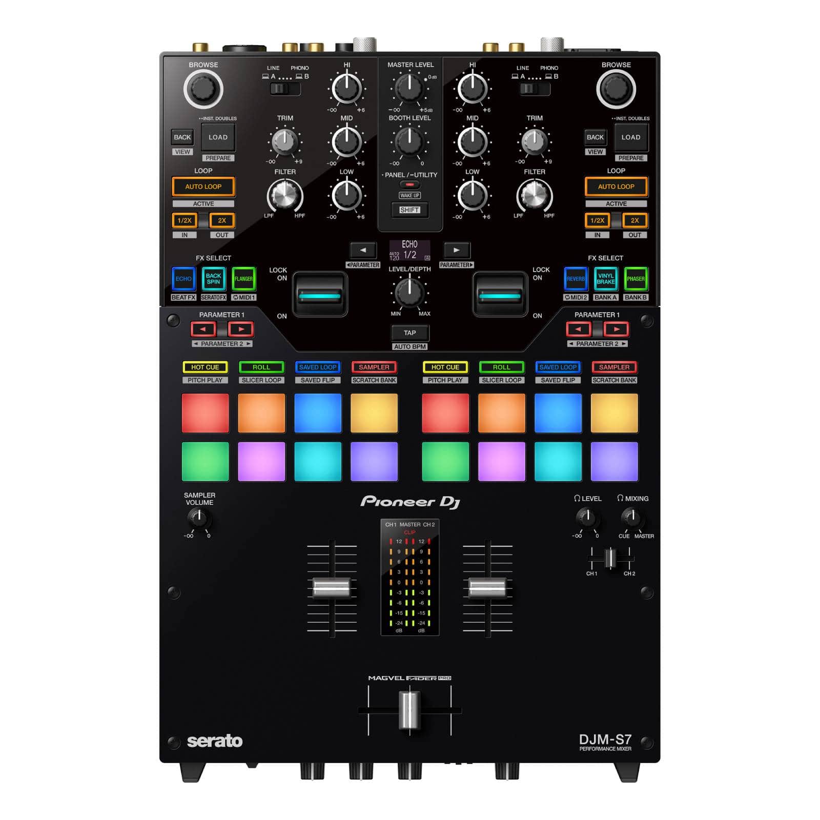 PIONEER DJ DJM-S7 - CONSOLA DE MEZCLA DE DJ USB DE 2 CANALES