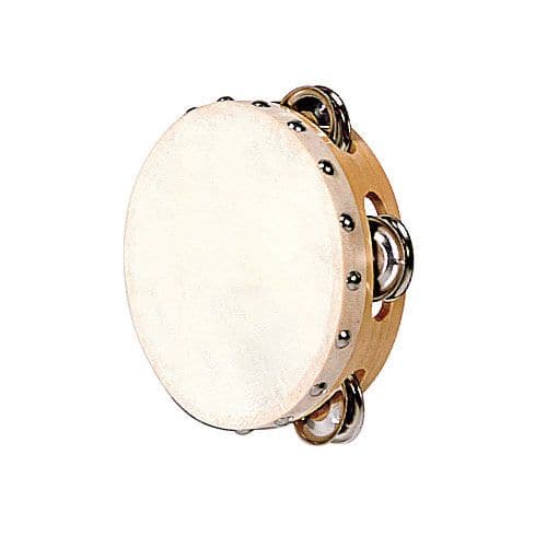 TAMBOURIN PEAU NATURELLE - 15 CM + CYMBALETTES