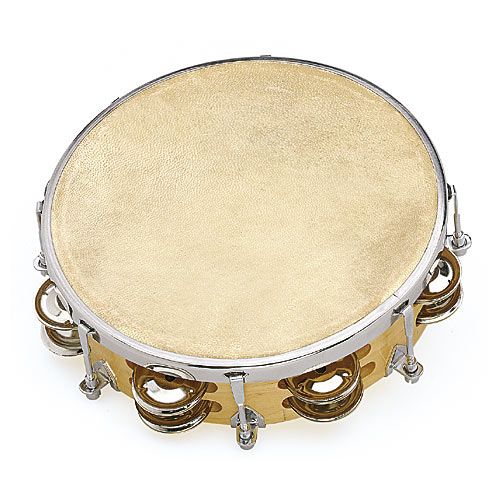 TAMBOURIN PEAU NATURELLE - 20 CM + CYMBALETTES 