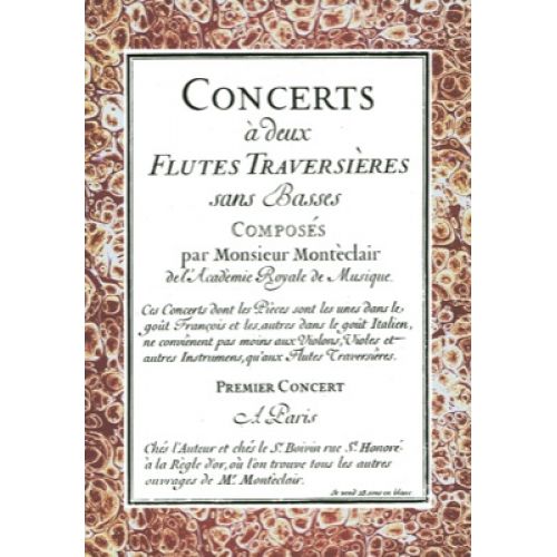 SPES MONTECLAIR M. - CONCERTS A DEUX FLUTES TRAVERSIERES