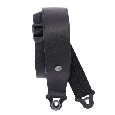 COMFORT LEATHER AUTO LOCK GUITAR STRAP, BLACK