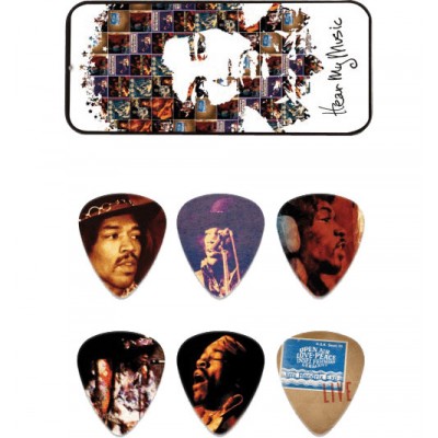 JIM DUNLOP JH-PT07M BOITE EN METAL DE 6 MOTIF JIMI HENDRIX HEAR MY MUSIC