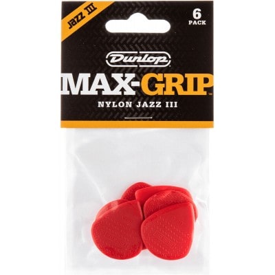 JIM DUNLOP ADU 471P3N - JAZZ III MAX-GRIP PLAYERS PACK NYLON (BY 6)