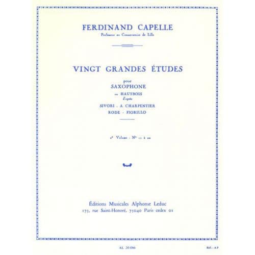 LEDUC CAPELLE FERDINAND - 20 GRANDES ETUDES VOL.2 (SAXOPHONE OU HAUTBOIS)