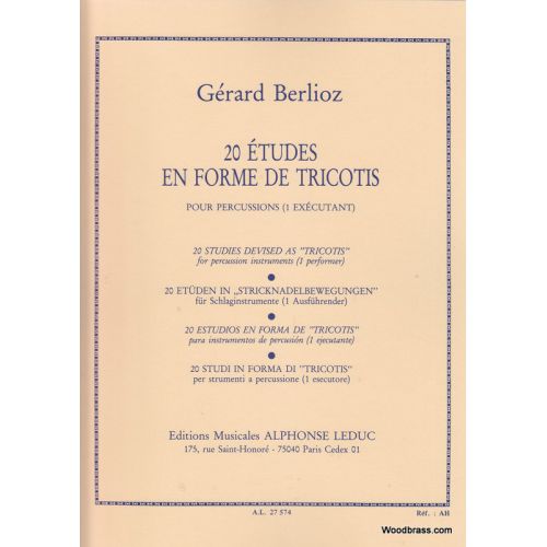 BERLIOZ GERARD - 20 ETUDES EN FORME DE TRICOTIS