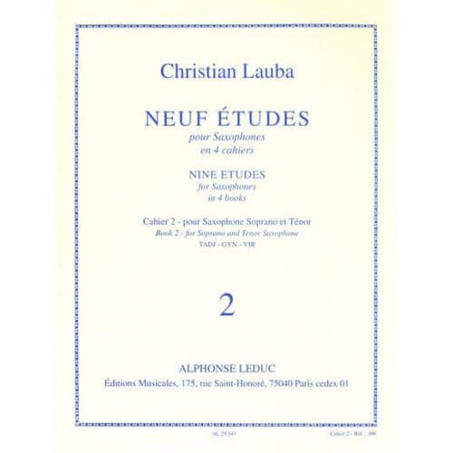 LAUBA CHRISTIAN - NEUF ETUDES POUR SAXOPHONE - CAHIER 2