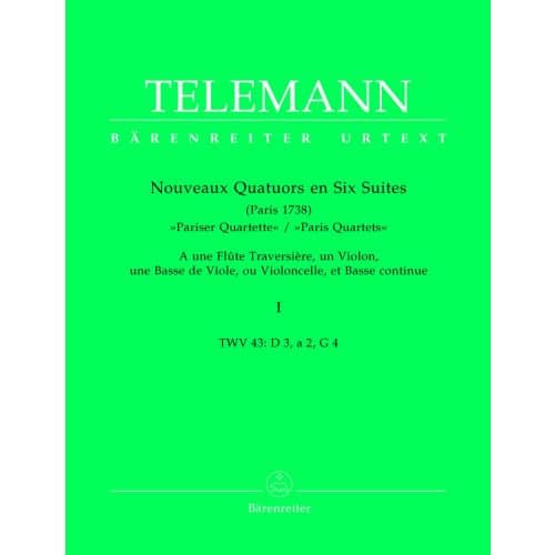 BARENREITER TELEMANN G.P. - NOUVEAUX QUATUORS EN 6 SUITES "PARIS QUARTETS" VOL.1 - FLUTE, VIOLIN, VIOLA DA GAMBA