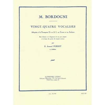 BORDOGNI. VINGT-QUATRE VOCALISES - TROMPETTE