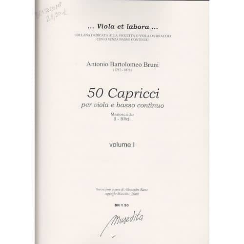 BRUNI ANTONIO BARTOLOMEO - 50 CAPRICCI - VIOLA DA BRACCIO