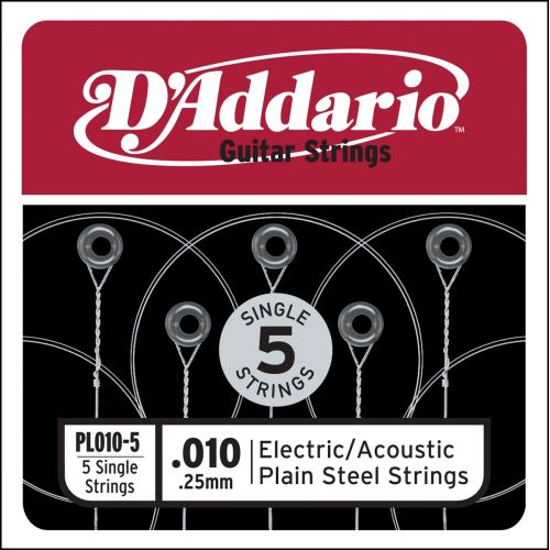 D'ADDARIO AND CO PL010-5 PLAIN STEEL 10 5-PACK