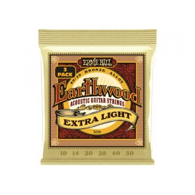 ERNIE BALL 3006 EARTHWOOD EXTRA LIGHT 10-50 PACK DE 3