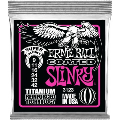 ERNIE BALL 3123 COATED TITANIUM SUPER SLINKY 9-42